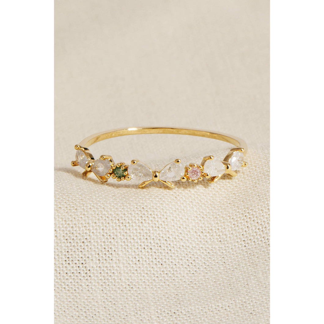 Teardrop Studded Delicate Ring - Gold