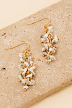 Pebble Stone Beaded Fringe Dangle Earrings - Turquoise