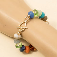 Mixed Faceted And Marble Resin Disc Beaded Toggle Bracelet