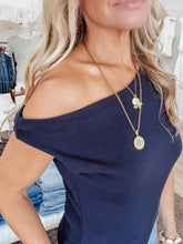 Off Duty Asymmetrical Double Lined Top - Navy