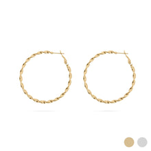 18K Gold PVD Stainless Steel Twist Hoop Earrings - Stainless / 30mm