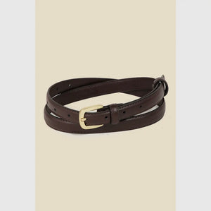 Thin Faux Leather Belt - Brown