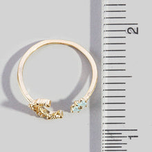 Gold Dipped Cz Moon And Star Open Band Ring - Gold
