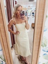 Buttercream Eyelet Spagehtti Strap Tie Back Midi Dress - Butter Yellow