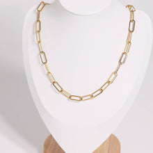 18K Gold Paperclip Chain Necklace Charm Bar - 18+02" / 4mm