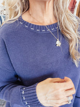 Millie Stitch Detail Crew Neck Sweater - Navy