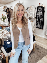 Westbury Cotton Linen Blend Vest - Mocha