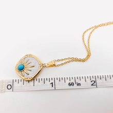 Inlaid Turquoise Sun Pendant Necklace | 18K Gold Plated