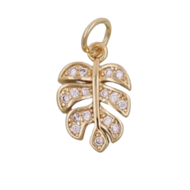 Mini Pavé Tropical Leaf Charm Bar