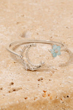 Gold Dipped Cz Moon And Star Open Band Ring - Silver