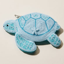 Beaded Sea Turtle Coin Purse | Coastal Zip Pouch - Neutral