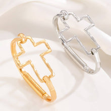 Hammered Open Cross Bangle -  Silver