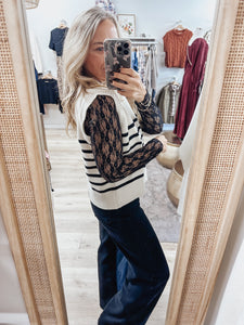 Monaco Stripe Knit Sleeveless Knit Top - Cream