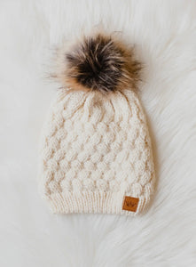 Knit Pom Hat - Cream