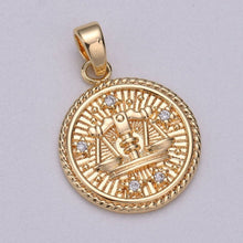 18K Gold Filled Zodiac Horoscope Sign Constellation Medallion Pendant Charm Bar Textured Coin Decorative Edge for Necklace Jewelry Making | A-A1761-A-A1766: Virgo