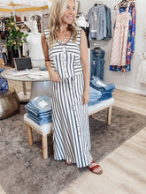Newport Button Front Stripe Long Skirt