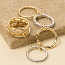 Gold Dipped Cz Pave Linked Band Rings - Gold