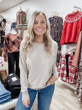 Cottage Trail Wide Neck Dolman Sleeve Pullover Sweater - Taupe