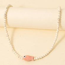 Ceramic Fish Pendant Ball Beaded Necklace - Red