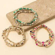 Mixed Metallic Faceted And Disc Beaded Bracelet Set
