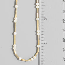 Metallic Tube And Pearl Beads Chain Necklace
