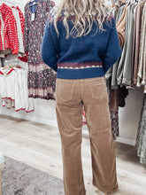 Kaitlyn High Rise Corduroy Pants - Dark Khaki