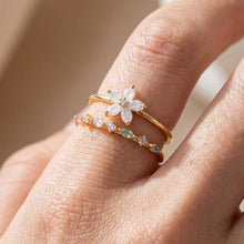 Gold Dipped Cz Flower Studded Two Row Ring: Gold