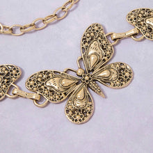 Antique Gold Filigree Butterfly Link Chain Belt: S