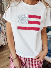 Liberty Lane Flag Patchwork Knit Top - Off White/Flag