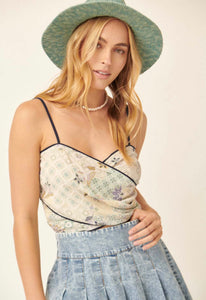 Final Sale Crossover Detail Crop Tank - Seagrass