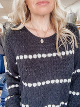 Marlowe Dot Stripe Balloon Sleeve Knit Sweater - Black