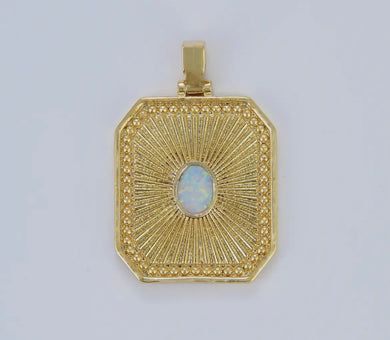 Gold Filled Sunburst Opal Charm Bar Pendant