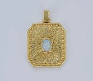 Gold Filled Sunburst Opal Charm Bar Pendant