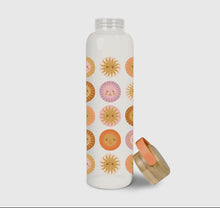 On the Sunny Side Glass Water Bottle with Bamboo Lid