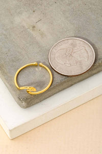 Gold Dipped Wave Cutout Adjustable Ring - R