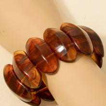 Large Oval Acetate Resin Elastic Bracelet - Tortoise