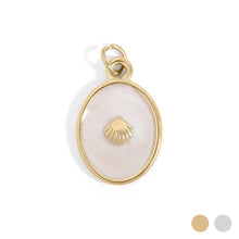 18K Gold PVD Stainless Steel White Enamel Charm Bar with Shell: Stainless Steel Silver