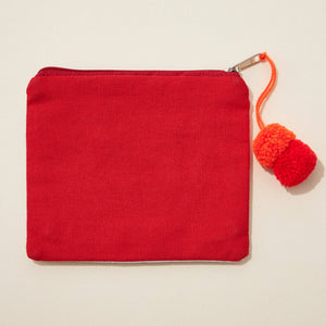 Sea Corals Seed Bead Canvas Pouch - Red