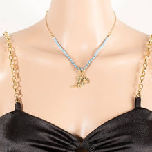 Western Cowboy Boot And Horseshoe Charms Chain Necklace - Turquoise