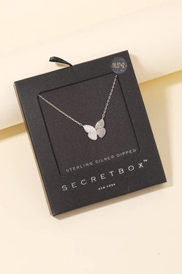 Gold Dipped Butterfly Pendant Necklace - Silver