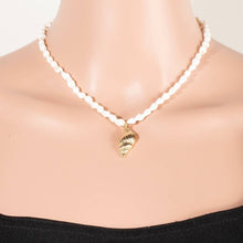 Conch Shell Pendant Mini Shell Beaded Necklace - Gold