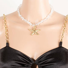 Starfish Pendant Clear Resin Beaded Necklace