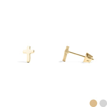 18K Gold PVD Stainless Steel Cross Stud Earrings: Gold