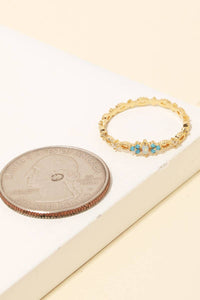 Floral Oval Opal Fashion Ring - Gold