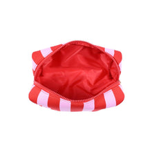Essential Stripe Cosmetic & Travel Organizer Pouch: Red Pink