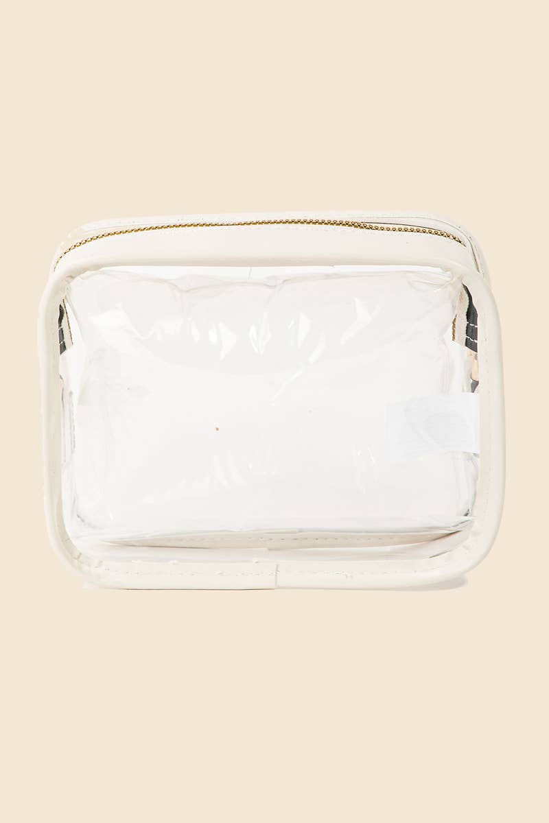 Clear Rectangular Cosmetic Bag - Ivory