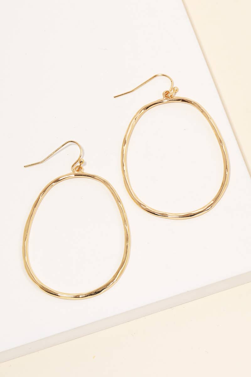 Round Thin Cutout Drop Earrings -Gold