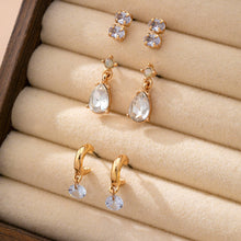 Trio Gold-Tone Crystal Drop Earring Set