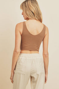 Sunkissed Staple Ribbed Knit Cropped Tank Top - White
