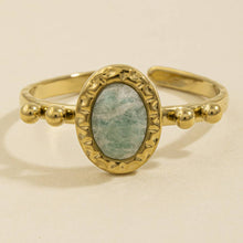 Oval Stone Beaded Accent Band Ring